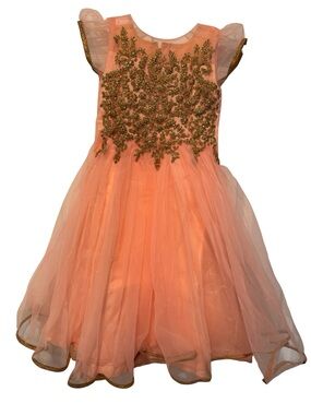 Bali Peach and Gold Girls Party Dress